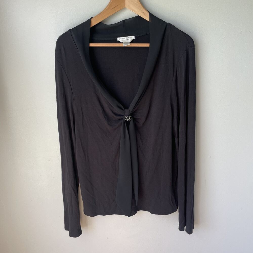 Causal Corner Womens Black Long Sleeve Blouse Size‎ XL Sheer Lightweight